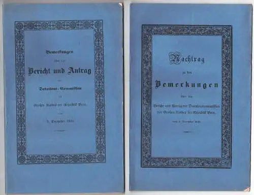 Bemerkungen über den Bericht und Antrag der Dotations-Commission des Großen Rathes der Republik Bern vom 2. December 1839. + Nachtrag. 