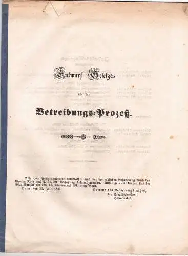 Entwurf Gesetzes über den Betreibungs-Prozess. 