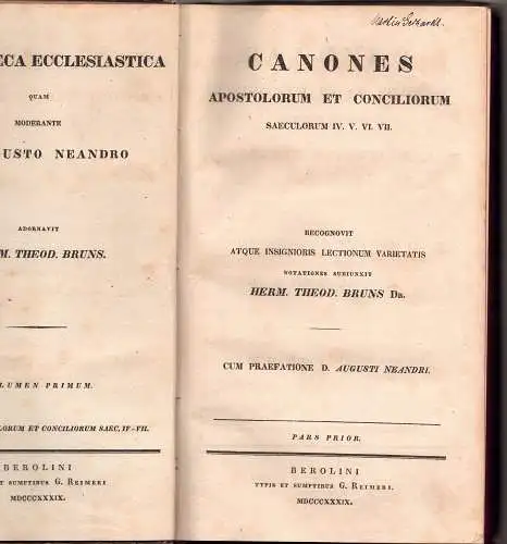 Bruns, Hermann Theodor (Hrsg.): Canones apostolorum et conciliorum saeculorum IV. V. VI. VII. Pars 1. Bibliotheca ecclesiastica 1,1. 