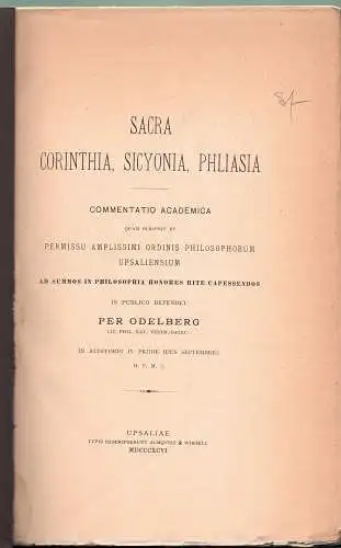 Odelberg, Per: Sacra Corinthia, Sicyonia, Phliasia. Dissertation. 