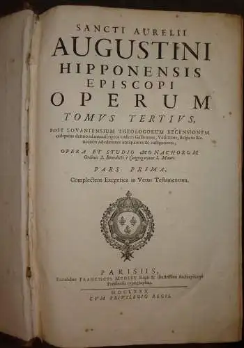 Augustinus, Aurelius: Sancti Aurelii Augustini Hipponensis Episcopi Operum Tomus 3 (pars 1 + 2): Exegetica in vetus Testamentum. 