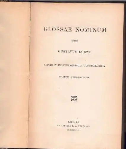 Loewe, Gustav: Glossae nominum. 