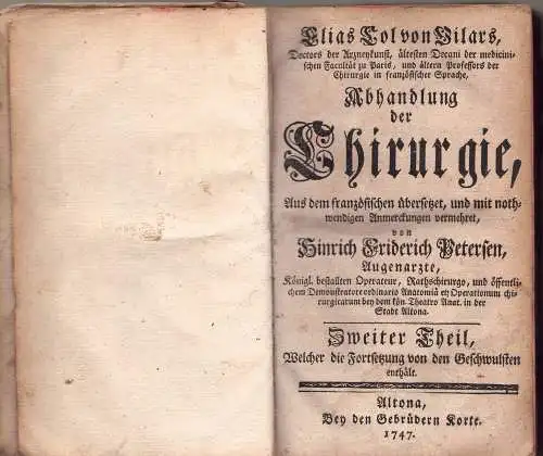 Col de Villars, Élie: Abhandlung der Chirurgie, Theil 2: Welcher die Fortsetzung von den Geschwülsten enthält. 