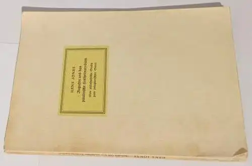Jonas, Hans: Augustin und das paulinische Freiheitsproblem : eine philosophische Studie zum pelagianischen Streit. Forschungen zur Religion und Literatur des Alten und Neuen Testaments N.F.,27 = 44. 2., neubearb. u. erw. Aufl. 