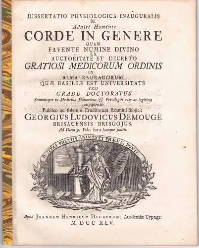 Mougé, Georg Ludwig de: aus Breisach: Medizinische Inaugural-Dissertation. De adulti hominis corde In genere. 