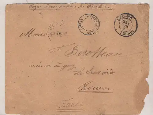 Frankreich, Indochina Briefstück Tonkin - Rouen.