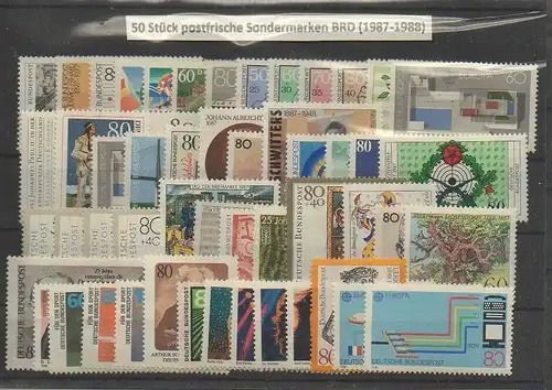 BRD,  50 Stück postfrische Sondermarken (aus 1987 + 1988)