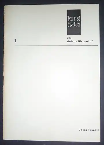 Galerie Nierendorf Kunstblätter Georg Tappert, Ausgabe Nr. 1 Oktober 1963.