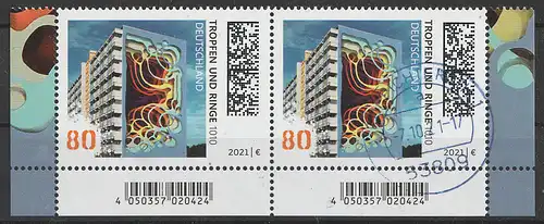 BRD, Mi. Nr. 3635 (Tropfen und Ringe) postfrisch + gestempelt (Ersttagsstempel).