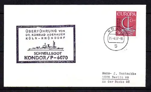BRD, Überführung von Dr. K. Adenauer mit Schnellboot Kondor/P-6070.