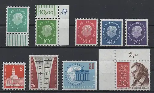 Berlin, Michel Nr. 182 - 190 (Jahrgang 1959) postfrisch.