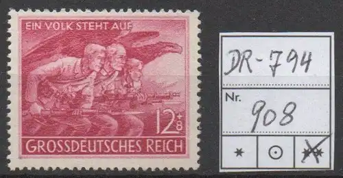 Deutsches Reich, Michel Nr. 908 (Volkssturm) tadellos postfrisch.