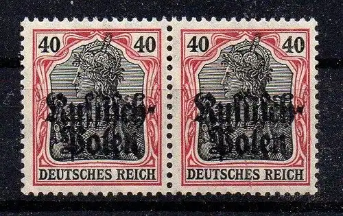Deutsches Reich, waagerechtes Paar "Russisch Polen"  Mi. Nr. 5 ** postfrisch.