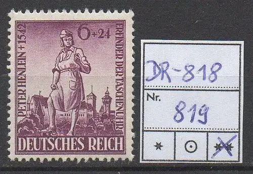 Deutsches Reich, Michel Nr. 819 (Peter Henlein) tadellos postfrisch.