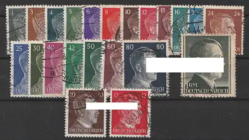 Deutsches Reich, Michel Nr. 781-799 + 826-827 gestempelt.