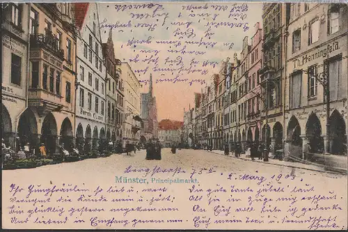 Münster, Principalmarkt um ca. 1900, eine gut erhaltene Postkarte.