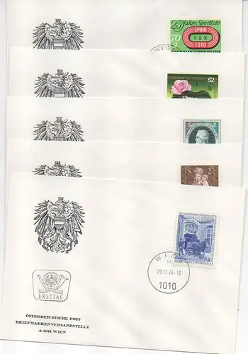 Österreich, 16 Stück Erstagsbriefe aus 1974.