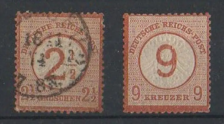 Deutsches Reich, Mi. Nr. 29-30, Nr. 29 gestempelt, Nr. 30 ungebraucht mit Falz.