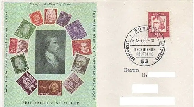 BRD FDC 60 Pf., Bedeutende Deutsche (BRD Mi. Nr. 357 y).