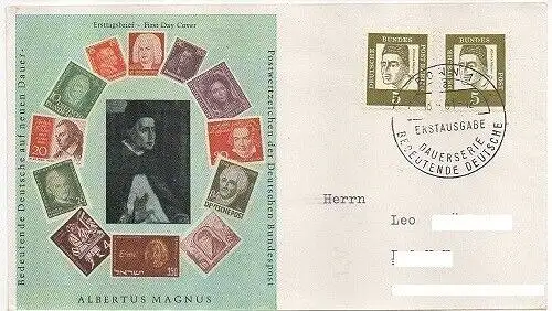 BRD / Berlin FDC 5 Pf. Bedeutende Deutsche (BRD Mi. Nr. 347, Berlin Mi. Nr. 199)