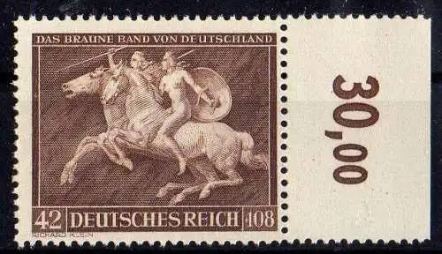 Deutsches Reich, Michel Nr. 780 mit Seitenrand - München Riem - postfrisch.