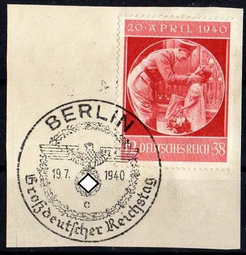 Deutsches Reich, Michel Nr. 744  gestempelt auf  Briefstück.