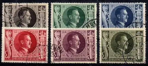 Deutsches Reich, Michel Nr. 844 - 849 gestempelt.
