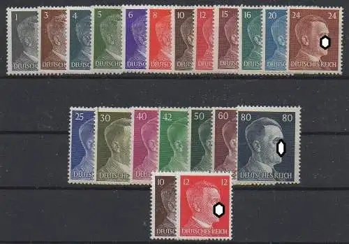 Deutsches Reich, Michel Nr. 781-798 + 826-827, Freimarkenausgabe AH. postfrisch.