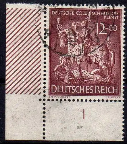 Deutsches Reich, Michel Nr. 861 Eckrand unten links gestempelt.
