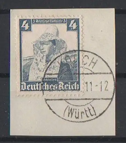 Deutsches Reich, Michel Nr. 589 (ex Volkstrachten) gestempelt auf Briefstück.