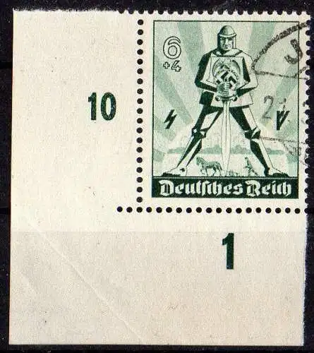 Deutsches Reich, Michel Nr. 745 Bogenecke u.l. gestempelt.