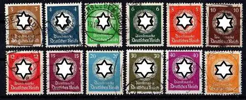 Deutsches Reich, Dienstmarken Mi. Nr. 132 - 143 gestempelt.