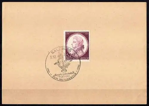 Deutsches Reich, Michel Nr. 810 Gedenkblatt mit Sonderstempel.