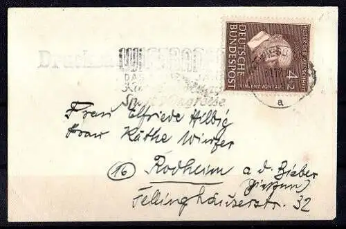 BRD, Michel Nr. 143 auf Brief (Drucksache), Briefgröße 115 x 75 mm.