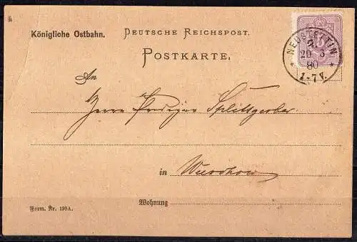 Deutsches Reich, Deutsche Reichspost Mi. Nr. 32 auf Postkarte (gelaufen).