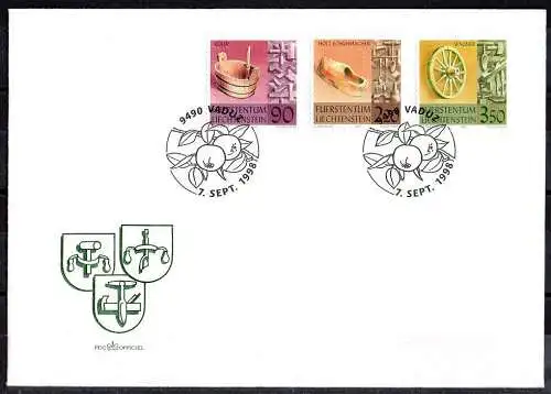 Liechtenstein, Mi. Nr. 1180-1182 postfrisch, gestempelt, FDC Brief, Maximumkarte