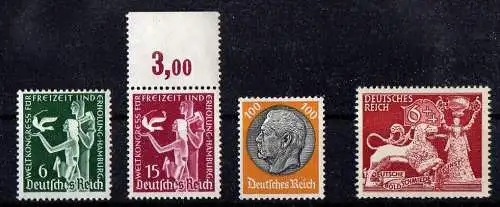 Deutsches Reich, Mi. Nr. 528 + 622-623 mit Stockflecken, Mi. Nr. 816 Zahnfehler.