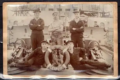 Kaiserliche Deutsche Marine (in China), original Foto vom Kreuzer Leipzig.