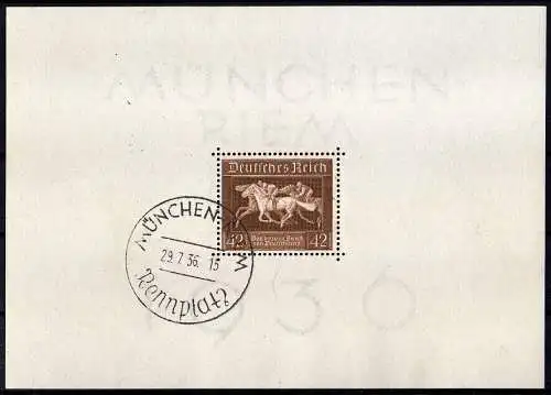 Deutsches Reich, Michel Nr. 621 X (Block 4) Stempel Rennplatz!