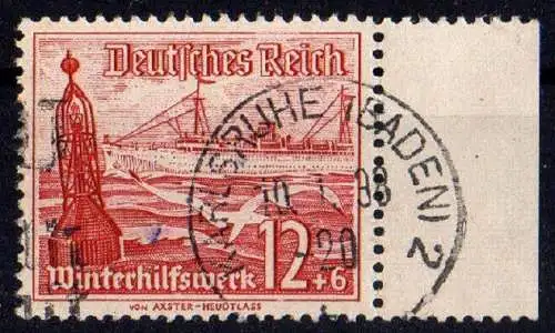 D. Reich, Mi. Nr. 656 (Winterhilfswerk) mit Seitenrand und sehr schönem Stempel.