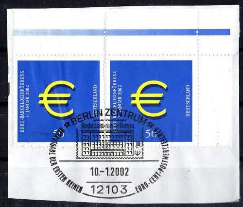 BRD, Michel Nr. 2234 auf Briefstück Eckrand rechts oben, Ersttagsstempel.