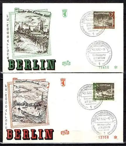 Berlin, Michel Nr. 218-229 verschiedene Stadtansichten Alt-Berlin auf FDC.