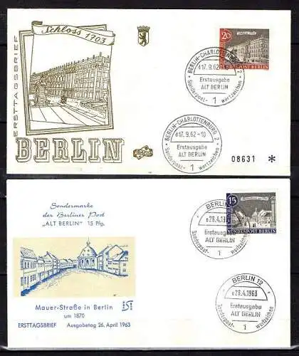 Berlin, Michel Nr. 218-229 verschiedene Stadtansichten Alt-Berlin auf FDC.