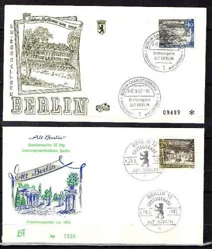 Berlin, Michel Nr. 218-229 verschiedene Stadtansichten Alt-Berlin auf FDC.