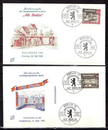 Berlin, Michel Nr. 218-229 verschiedene Stadtansichten Alt-Berlin auf FDC.