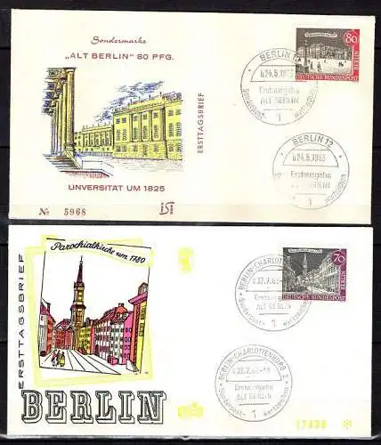 Berlin, Michel Nr. 218-229 verschiedene Stadtansichten Alt-Berlin auf FDC.
