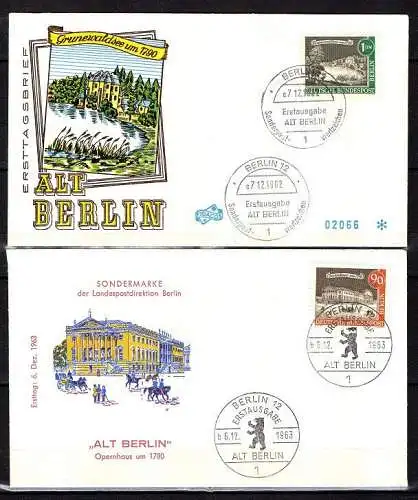 Berlin, Michel Nr. 218-229 verschiedene Stadtansichten Alt-Berlin auf FDC.