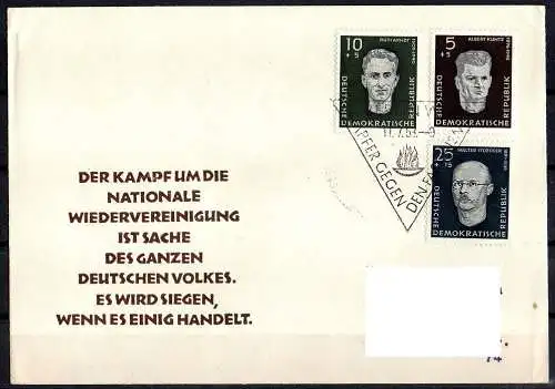 DDR, Konvolut von 7 FDC Briefe (Nationale Gedenkstätten). Siehe Beschreibung.