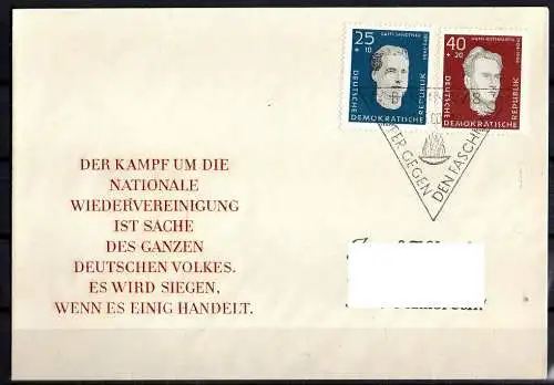 DDR, Konvolut von 7 FDC Briefe (Nationale Gedenkstätten). Siehe Beschreibung.