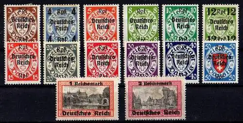 Deutsches Reich, Michel Nr. 716-729, ungebraucht mit Falz.